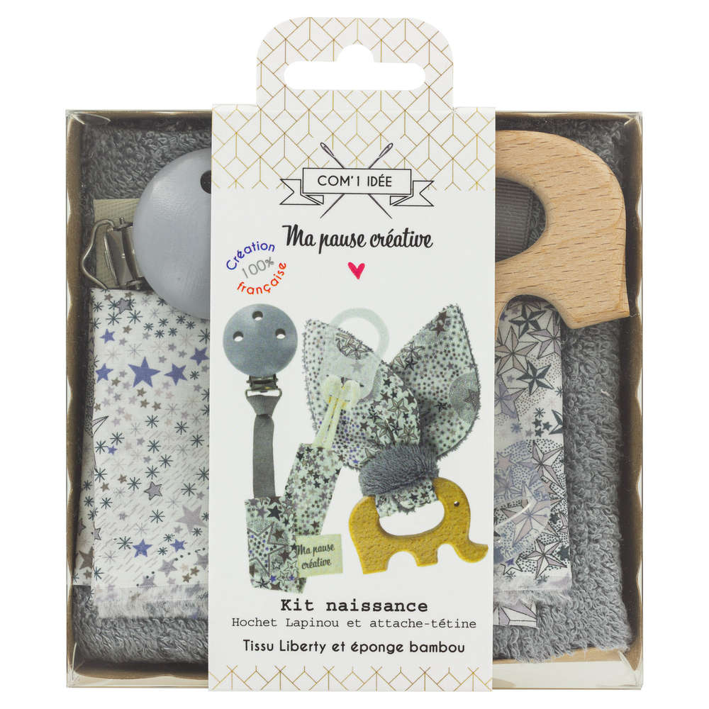 1000_KN004_ml COM - Kit couture Naissance lapinou & Eléphant, Liberty Betsy – Image 1