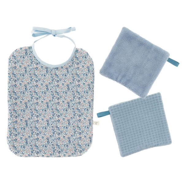 COM - Kit couture Naissance ,  kit Premier repas Liberty Bleu