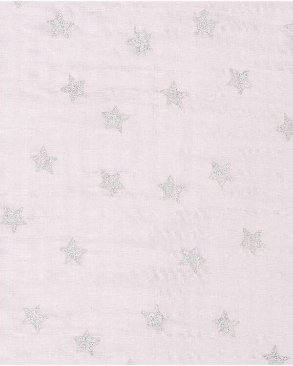Rico Design - Toile mousseline rose étoiles métal argenté