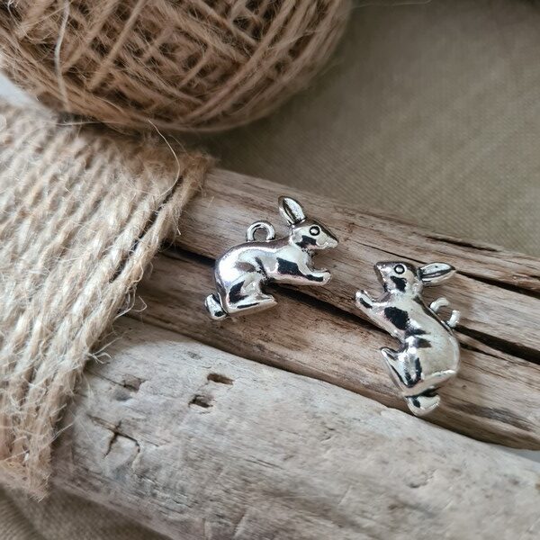 Charm argent - Lapin 3D