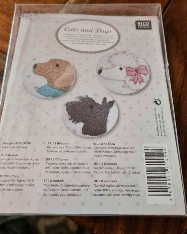 Rico Design - Kit Boutons à recouvrir chiens broderie traditionnelle