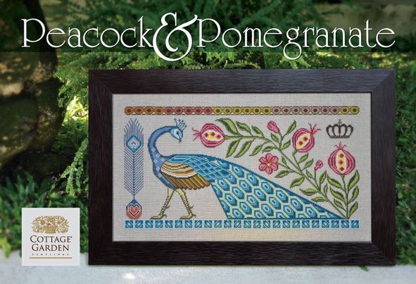 Cottage Garden Samplings - Peacock & pomegranate