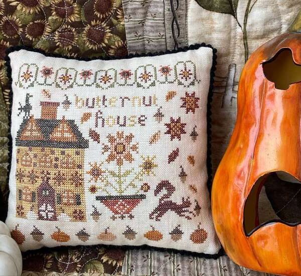 Pumpkin Lane series, Butternut House 5/9-Pansy patch quilts and stitchery