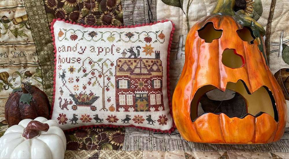 322571779_885491476125747_8362186299475639769_n_ml Pumpkin Lane series, Candy apple house 6/9-Pansy patch quilts and stitchery – Image 1