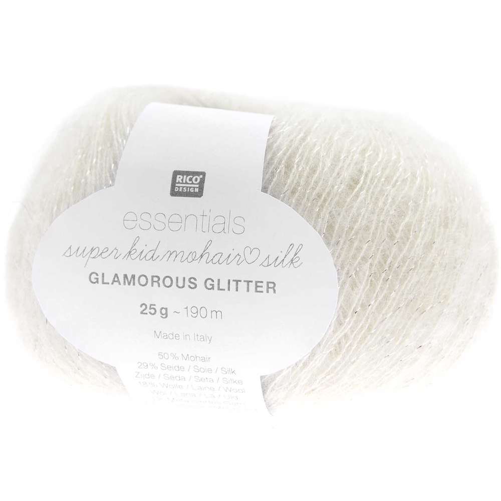 383377.001_2_1_ml RICO DESIGN - ESSENTIAL Super Kid Mohair Loves Silk Glamorous Glitter col Crème 001 – Image 1