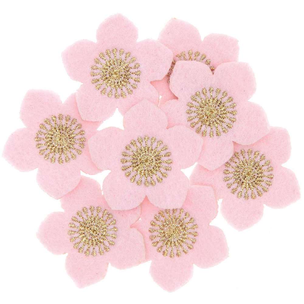 500484_1_ml Rico Design - Confetti feutrine, roses de Noël, rose-or brodé, 8 pcs Réf 500484 (182) – Image 1