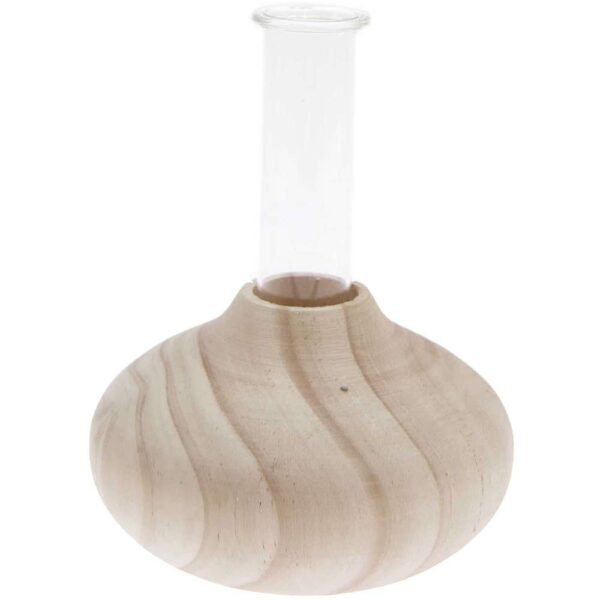 Rico Design - Vase en verre avec base en bois 16,5 cm