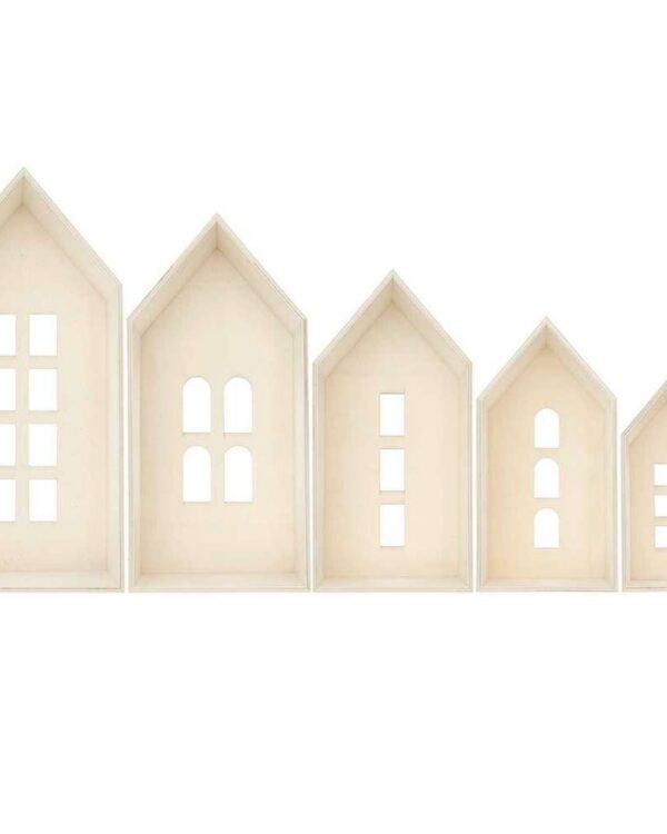 Rico Design - Ensemble de 5 maisons décoratives en bois avec fenêtres, FSC 100% Réf 700584 (182)