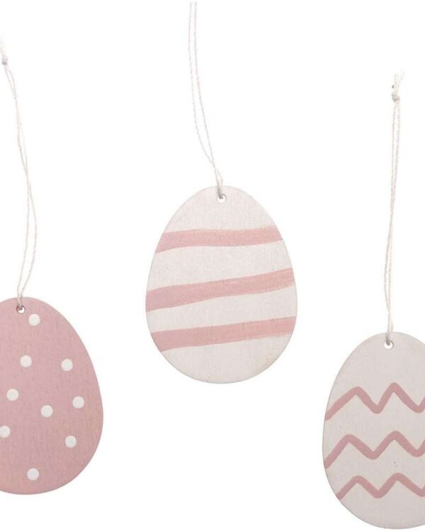 RICO DESIGN - Pendentif bois 3 Oeufs coloris Rose
