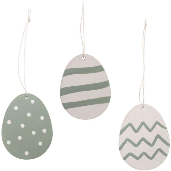 RICO DESIGN - Pendentif bois 3 Oeufs coloris menthe