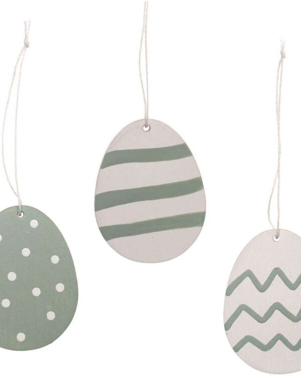 RICO DESIGN - Pendentif bois 3 Oeufs coloris menthe