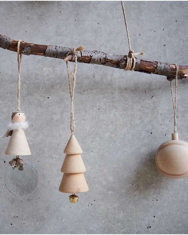 Rico Design - Ornement de noël boule en bois, nature Ø6cm