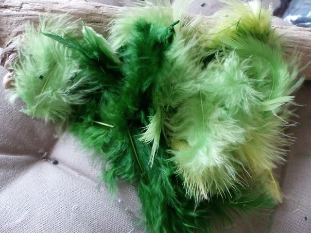 P1030792_ml KP - Plumes de Marabout 10 cm coloris Multicolore vert – Image 1