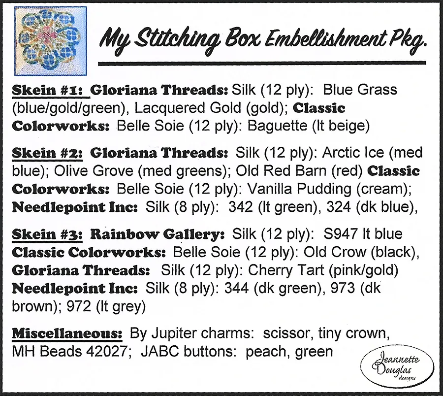 Jeannette Douglas - My Stitching Box Pack fils et embellissements – Image 1