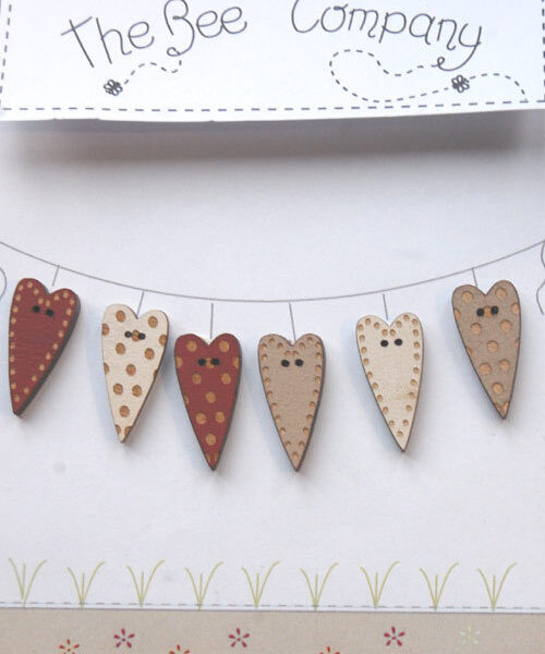 The Bee Company - Lot de boutons coeurs assortis réf TB3CR