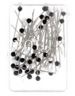 BOHIN - Boite de 80 épingles super-fines tête de verre Murano noir et blanc – Image 2