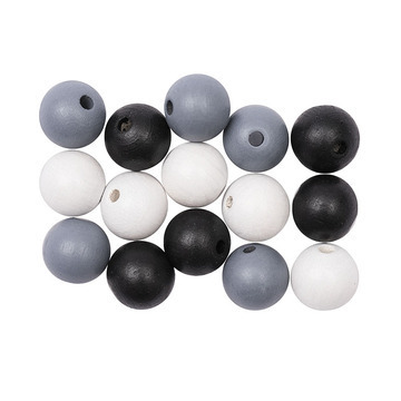 Rico Design - Boule en bois 12mm , col noir / blanc