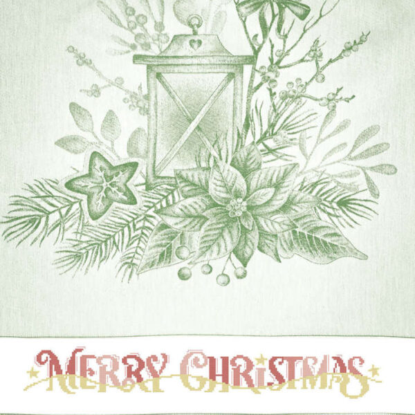 GRAZIANO - Torchon à Broder modèle Lanterna coloris Verde