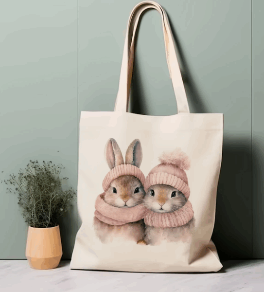 Sac fourre tout coton - Lapin 2