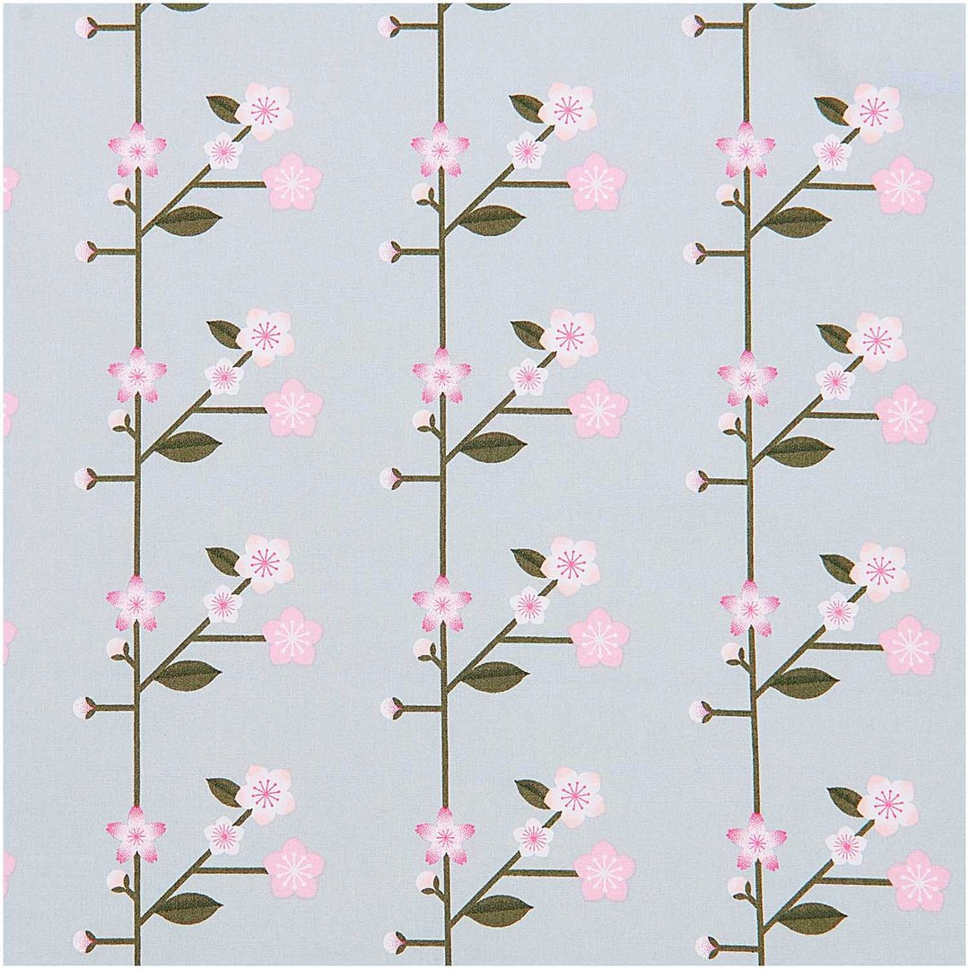 209027_1 Rico Design - Popeline de coton bleu fumée, rameaux Sakura – Image 1