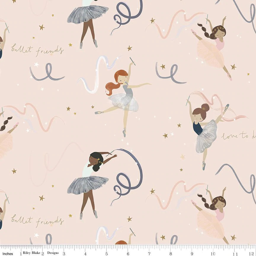 25148 Riley Blake - Spin & Twirl Petites filles fond rose – Image 1