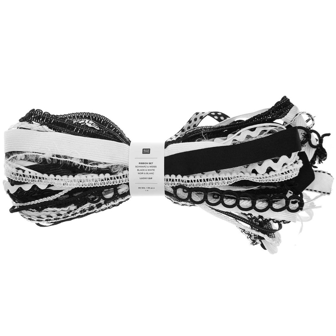 500313_1 Rico Design - Set de Galons Lucky Dip Couleurs Noir & Blanc – Image 1
