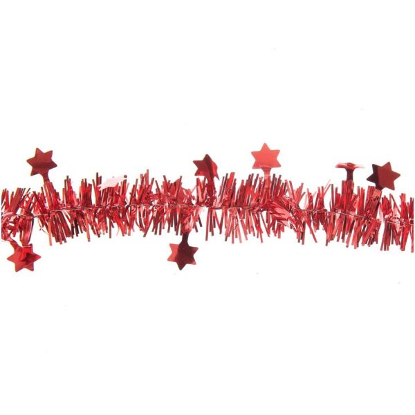 Rico Design - Guirlande Lametta avec etoiles , ROUGE