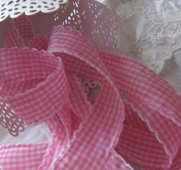 RS - Ruban Festonné Vichy coloris Rose