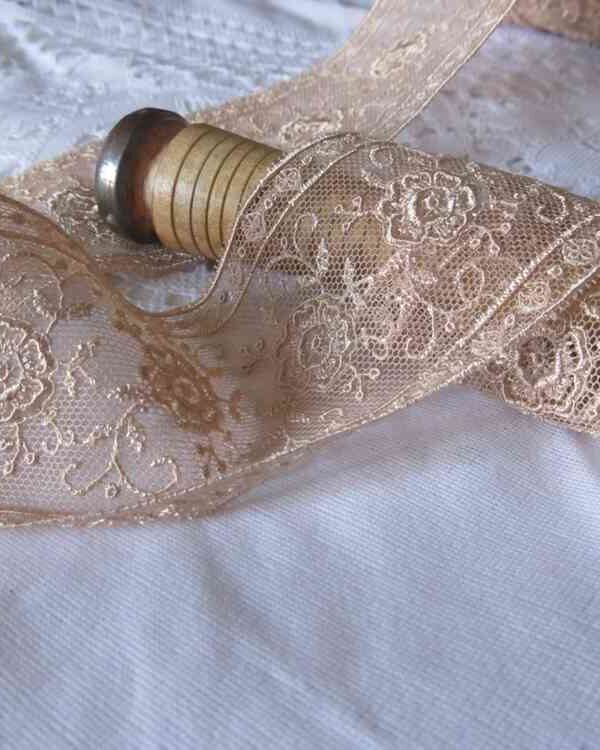 RS - Dentelle Brodée sur tulle Coloris Beige