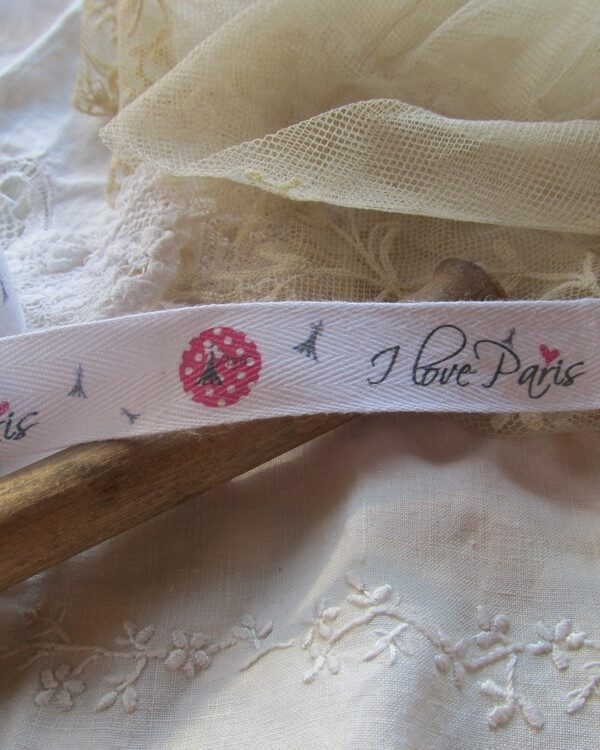 CD - Galon I Love Paris , couleur Blanc