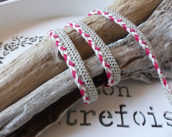 RS - Dentelle Tressée coloris Lin/Framboise
