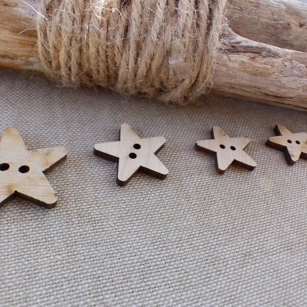 MIB - Bouton bois Etoile 28mm