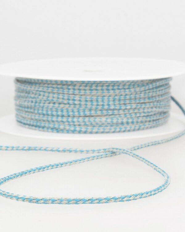 RS - Cordelette lin bicolore Turquoise/Naturel