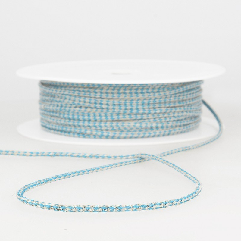 RS - Cordelette lin bicolore Turquoise/Naturel – Image 1
