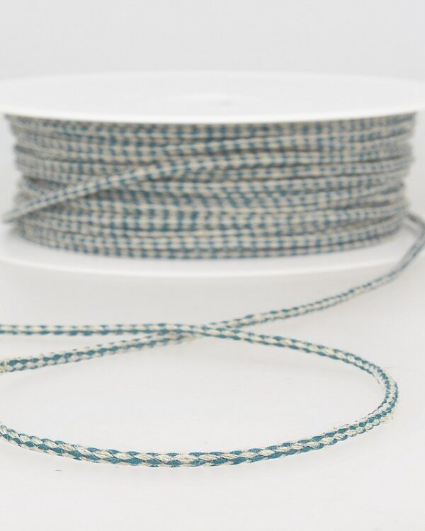 RS - Cordelette lin bicolore Bleu Canard/Naturel