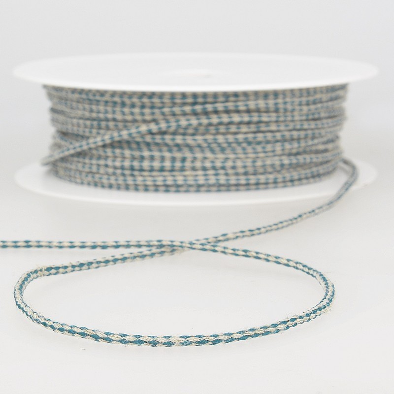 RS - Cordelette lin bicolore Bleu Canard/Naturel – Image 1