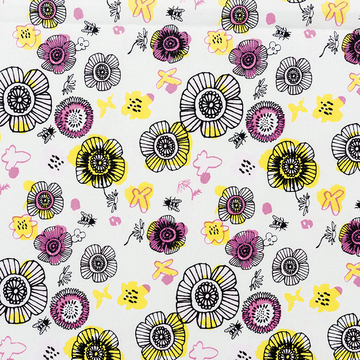 Rico Design - Toile coton Fleurs Menthe/Néon