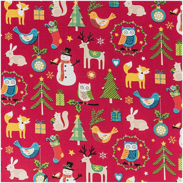 Rico Design - Toile de noël rouge, animalier