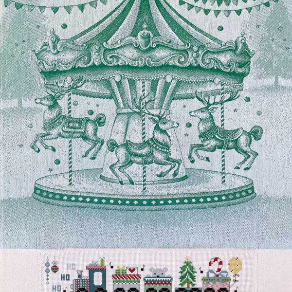 GRAZIANO - Torchon à Broder modèle Carosello coloris Vert