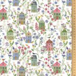 Acufactum - Cotton fabric Houses and Flowers (maisons et fleurs)
