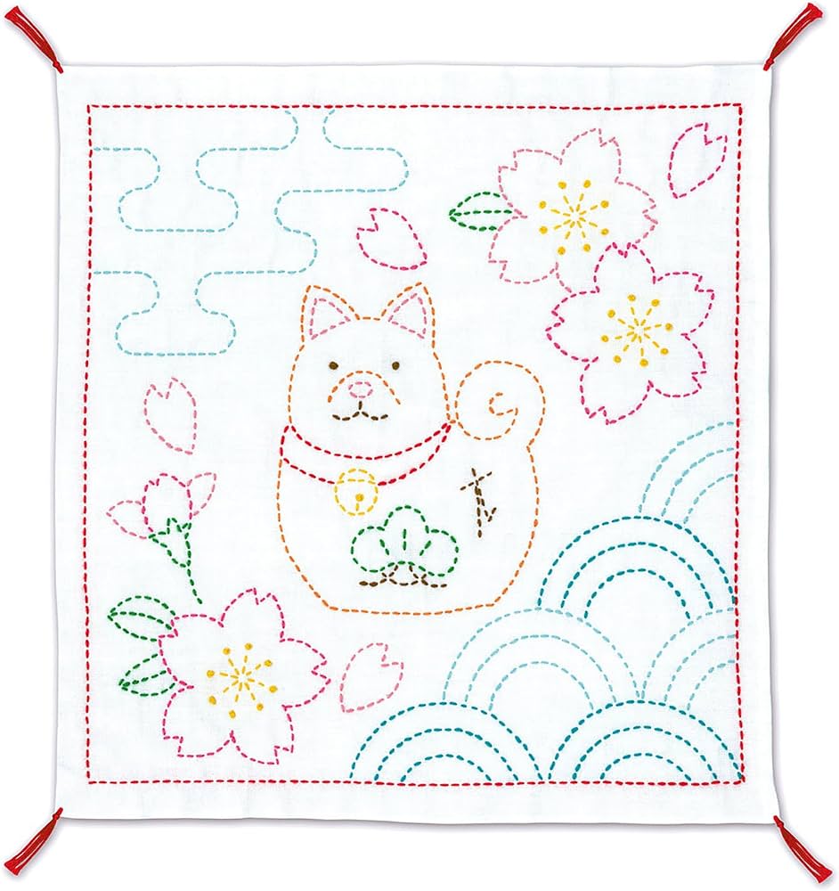 kit-olympus-sashiko-sk343-manekineko-34-x-34-cm (1) Kit Sashiko Manekineko - Olympus – Image 1