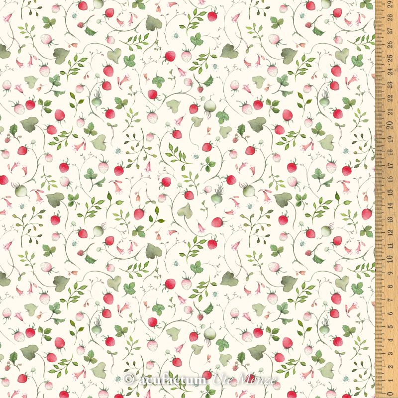 strawberry-fields-acufactum Acufactum - Cotton fabric Strawberry field (Champ de Fraises) – Image 1