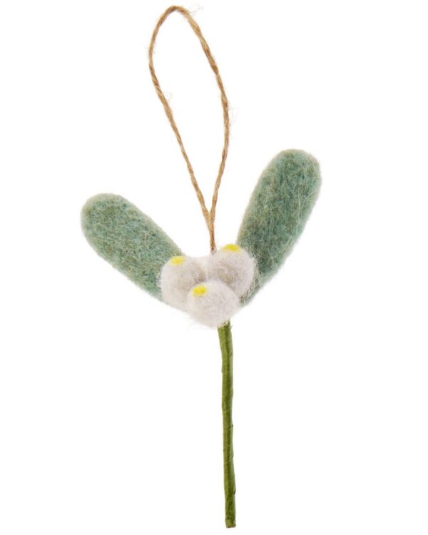 Pendentif branche de gui et baies en feutrine vert sauge 701678 - Rico Design