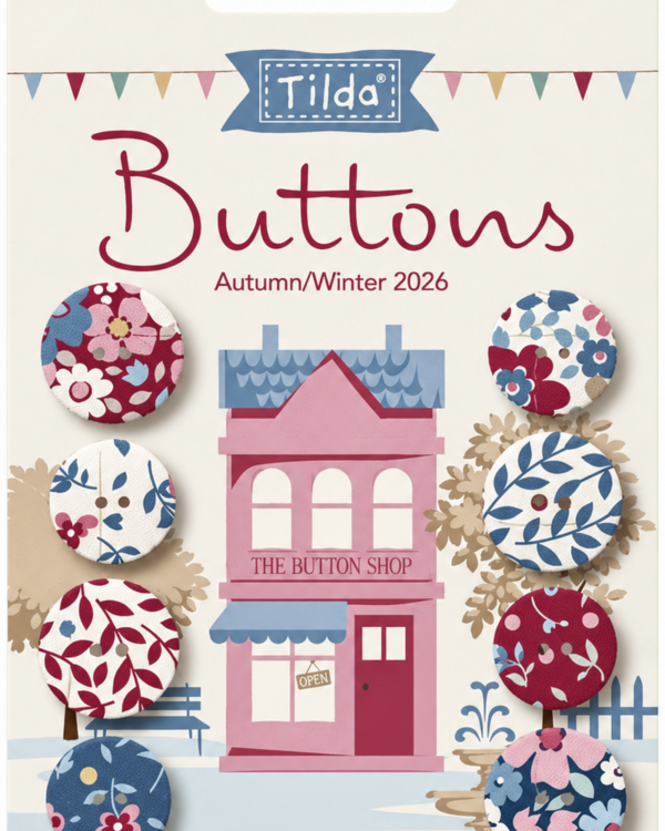 Tilda - Carte de boutons Tilda Village Life Bleu-rouge
