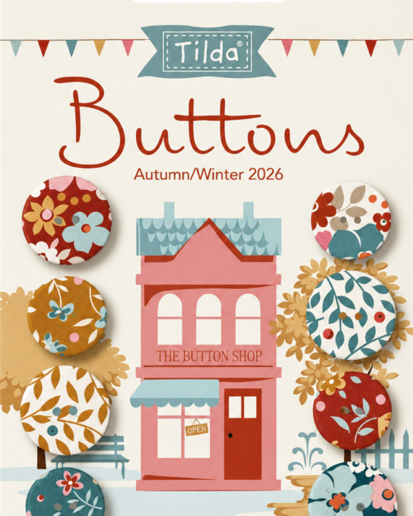 Tilda - Carte de boutons Tilda Village Life Ocre-teal