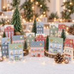 Calendrier de l'avent 2026 - Village de Noël couleur pastel