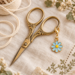 Porte clé ciseaux Marguerite Bleu