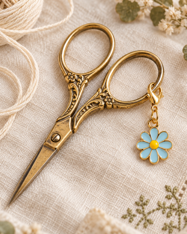 Porte clé ciseaux Marguerite Bleu