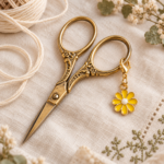 Porte clé ciseaux Marguerite Jaune
