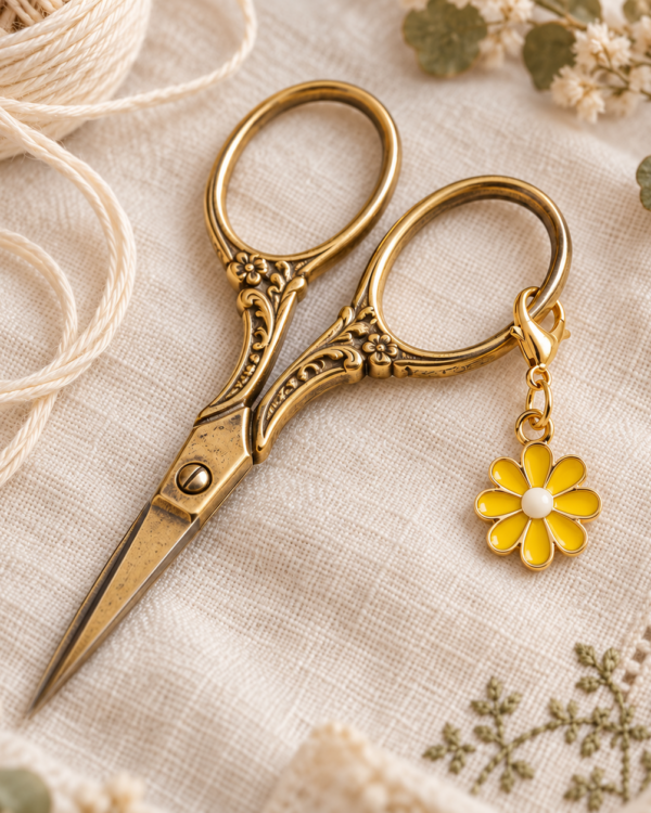 Porte clé ciseaux Marguerite Jaune